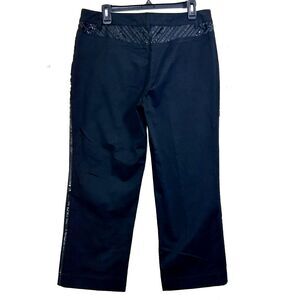 Focus 2000 Dress Pants Straight Cropped Leg Black Pants Women’s Size 12 Sequined